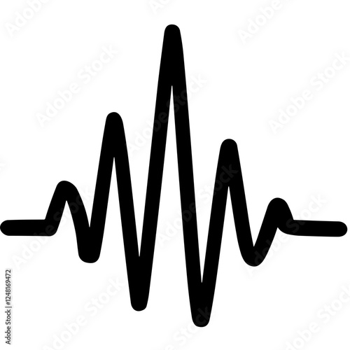 Simple  Pulse Black Icon. Minimalistic Heartbeat Signal.