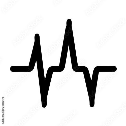 Simple  Pulse Black Icon. Minimalistic Heartbeat Signal.