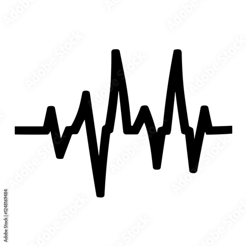 Simple  Pulse Black Icon. Minimalistic Heartbeat Signal.