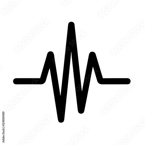 Simple  Pulse Black Icon. Minimalistic Heartbeat Signal.