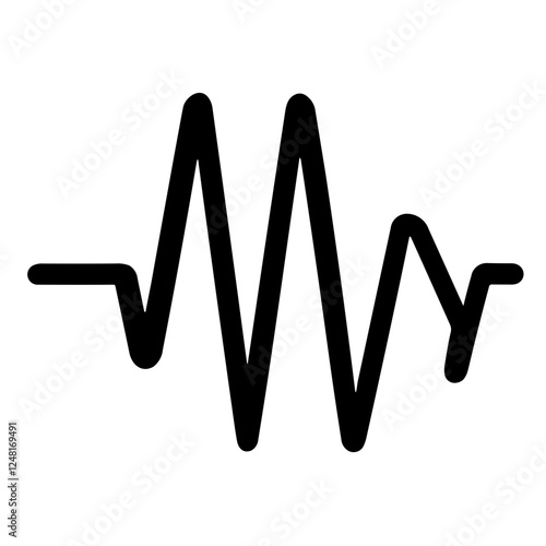 Simple  Pulse Black Icon. Minimalistic Heartbeat Signal.