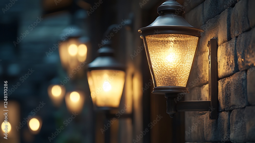 Lamps set on a dining hall walls