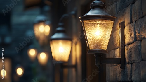 Obraz na płótnie Lamps set on a dining hall walls w salonie