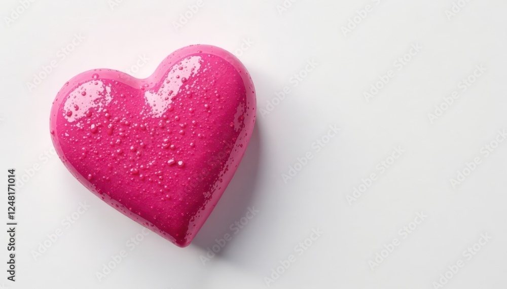 Pink lipstick heart, glossy texture, white backdrop, skincare, white background, cosmetics Pink lipstick heart, glossy texture, white backdrop, skincare, white background, cosmetics