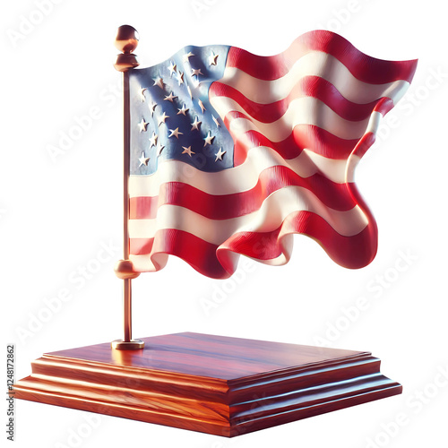 High-Quality USA Flag – Perfect for Home & Office Elegant Wooden Base USA Flag – Perfect Gift Handcrafted | Durable | Patriotic Home Decor | Perfect Gift 