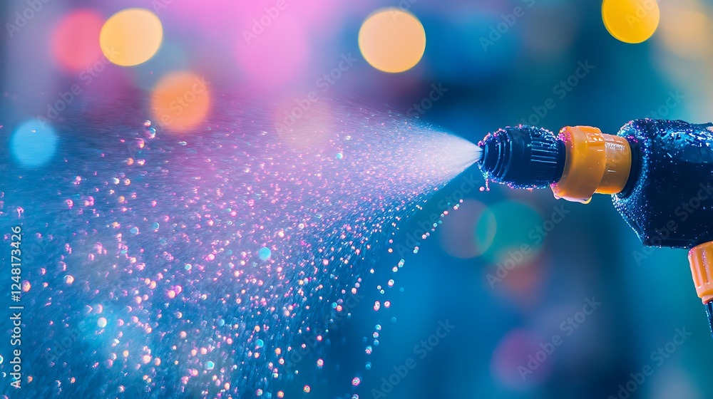 Mist nozzle for cleaners with drips of colored fluid