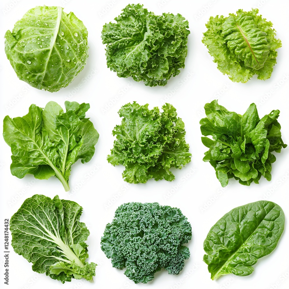 Fresh Green Leafy Vegetables Assortment Cabbage Lettuce Kale Spinach Collection Fresh Green Leafy Vegetables Assortment Cabbage Lettuce Kale Spinach Collection
