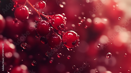 Obraz na płótnie Numerous new pure crimson berry seeds are popping and falling everywhere w salonie