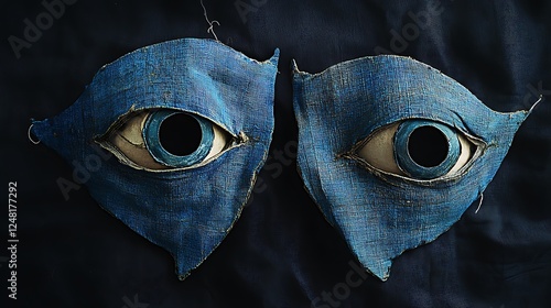 Obraz na płótnie Ocular masks made of azure linen on a black backdrop w salonie