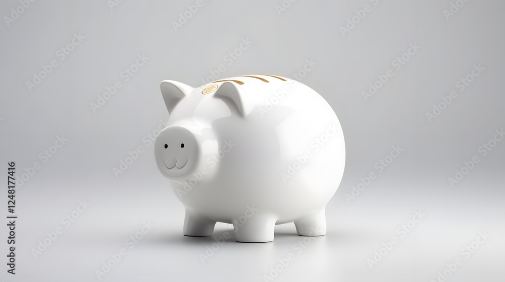 A modern and minimalistic white piggy bank with a clean and sophisticated design placed on a plain white background to emphasize its simple yet elegant aesthetic A modern and minimalistic white piggy bank with a clean and sophisticated design placed on a plain white background to emphasize its simple yet elegant aesthetic