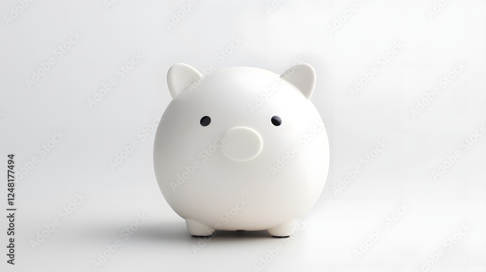 Sleek and Minimalist White Piggy Bank with a Contemporary Design Placed on a Plain White Background Representing Savings Investment and Personal Finance Concepts Sleek and Minimalist White Piggy Bank with a Contemporary Design Placed on a Plain White Background Representing Savings Investment and Personal Finance Concepts