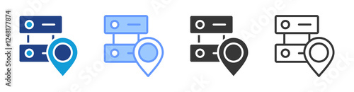 Data locality icon set multiple style collection