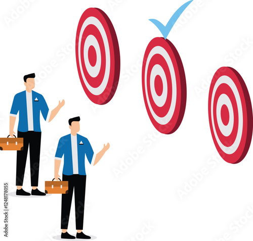 Target Audience, Businessman Standing Looking at Accurate Target