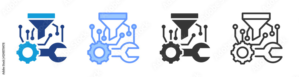Service orchestration icon set multiple style collection Service orchestration icon set multiple style collection