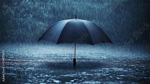 Obraz na płótnie One an umbrella a representation of tenacity and isolation hangs in a deluge w salonie