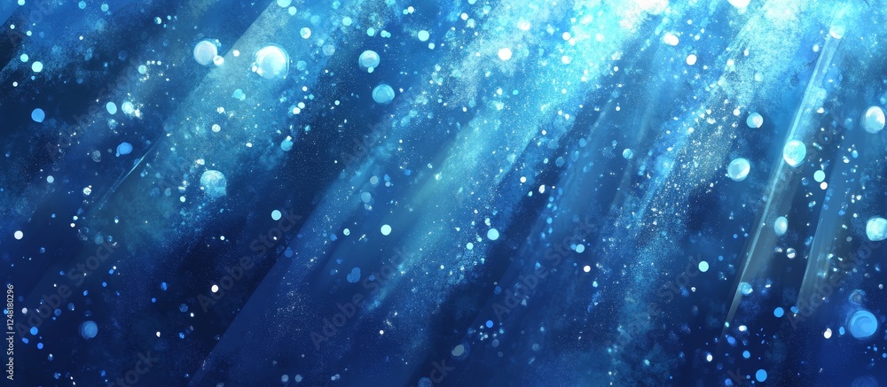 Fototapeta premium Abstract blue background with light rays and bokeh.