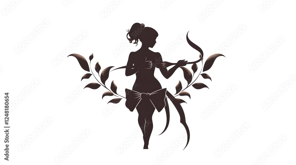 and elegant cupid silhouette featuring a heart shaped arrow drawn back in its bow placed on a clean white background This minimalist floating design evokes a sense of romance love and elegant cupid silhouette featuring a heart shaped arrow drawn back in its bow placed on a clean white background This minimalist floating design evokes a sense of romance love