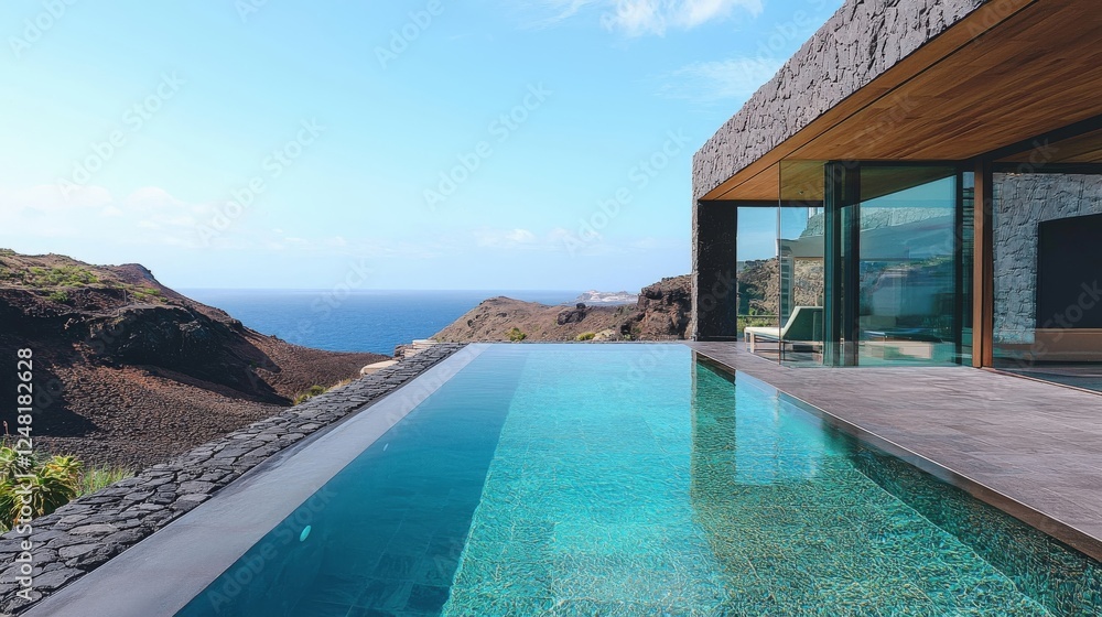 Fototapeta premium Infinity Pool Luxury Villa Ocean View
