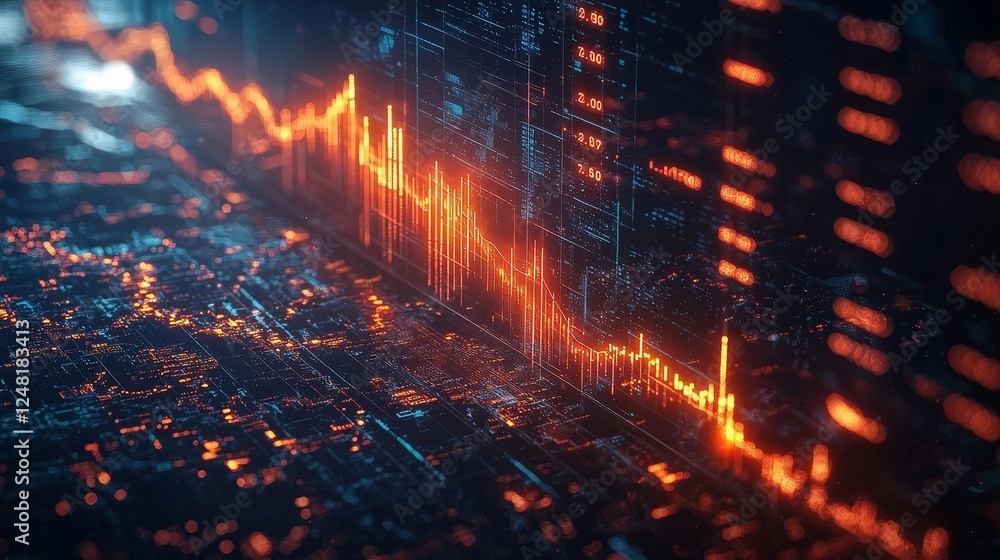 Dynamic and Vibrant Market Data Visualization with Abstract Glowing Lines and Bars Dynamic and Vibrant Market Data Visualization with Abstract Glowing Lines and Bars