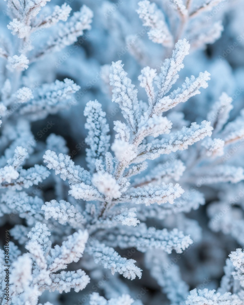 Frosted Leaves and Branches with Delicate Ice Crystal Formation on a Cold Winter Morning Frosted Leaves and Branches with Delicate Ice Crystal Formation on a Cold Winter Morning