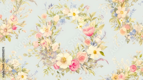 Wallpaper Mural Detailed Spring Flower Wreath Design for Easter Celebrations Torontodigital.ca