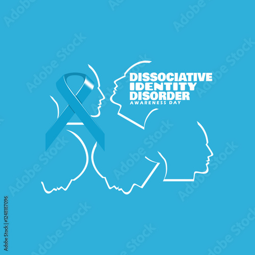 Dissociative Identity Disorder Awareness Day to celebrate on March 5th. This disease causes a person to feel that he has multiple traits and personalities within himself. Health event banner.