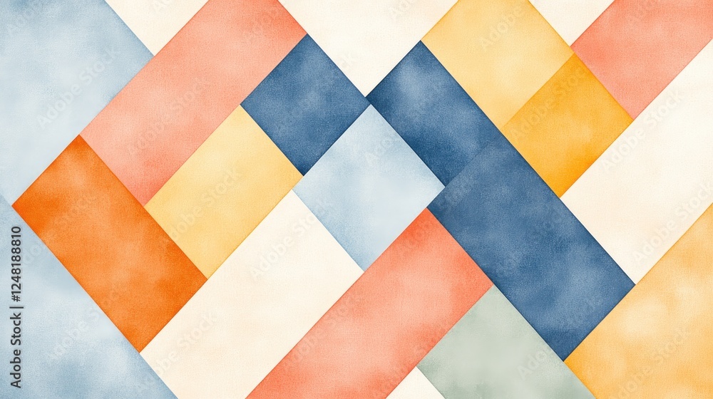 Fototapeta premium Abstract geometric pattern featuring soft colors and intersecting shapes, ideal for backgrounds