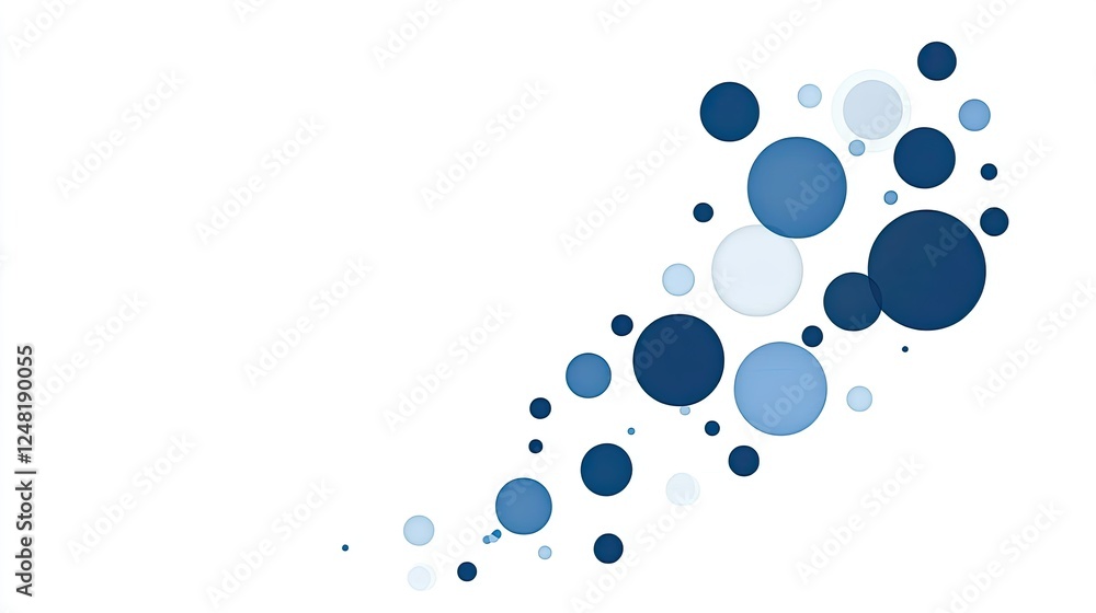 Abstract design featuring blue circles scattered across a white background, ideal for modern branding Abstract design featuring blue circles scattered across a white background, ideal for modern branding