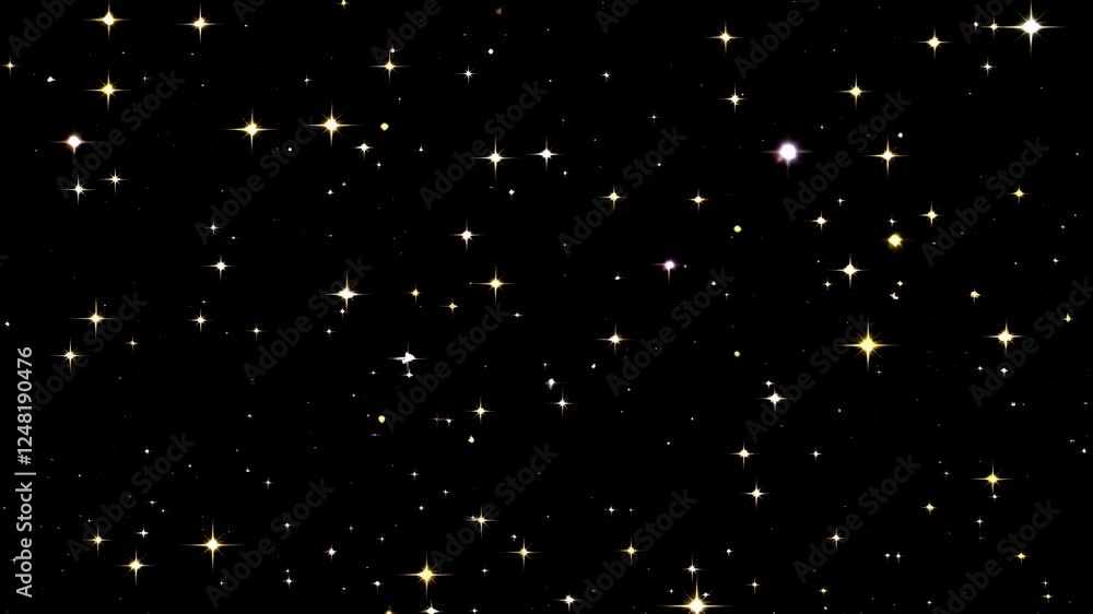 A video of a starry night sky with twinkling stars. Captured from a wide-angle perspective, creating a serene and infinite cosmic view.