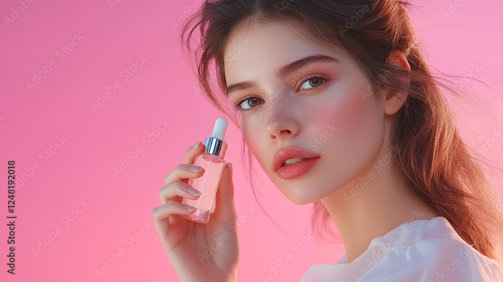 Elegant Skincare Product Advertising with Beautiful Female Model