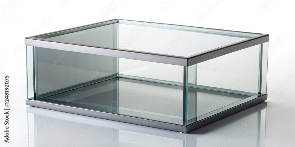 Obraz premium Showcase your treasures in this elegant gray glass box. Modern square design, ideal luxury gift packaging.