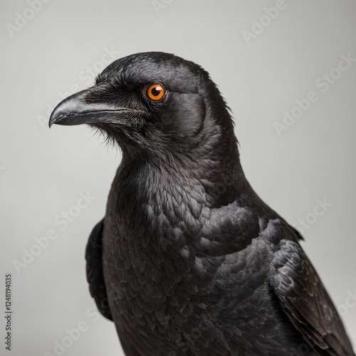 A cartoon-style crow with expressive eyes and playful energy, simple white background.