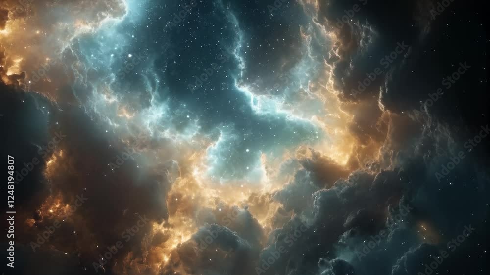 Cosmic Nebula: A Celestial Tapestry of Orange and Blue Cosmic Nebula: A Celestial Tapestry of Orange and Blue