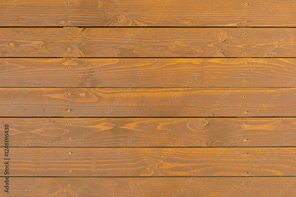 Naklejka premium Brown wooden texture with horizontal planks for background and design