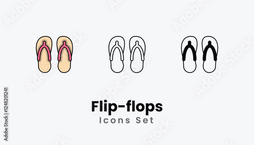 Flip-flops Icons thin line and glyph vector icon stock illustration