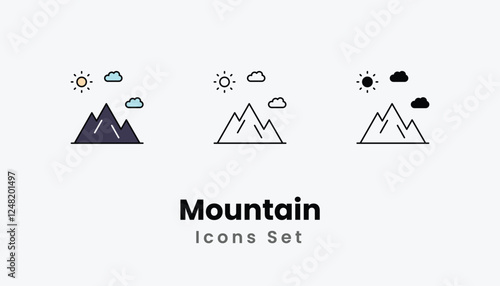 Mountain Icons thin line and glyph vector icon stock illustration