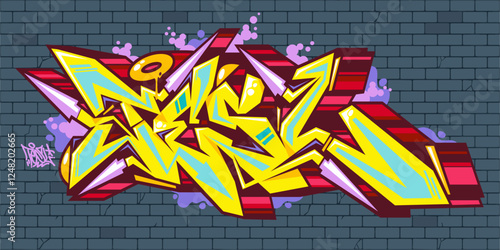 Trendy Urban Hip Hop Abstract Word Tesl Graffiti Style Font Lettering Vector Illustration Template