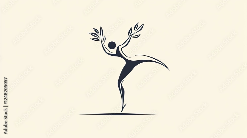 Abstract representation of a dancer celebrating with raised arms, symbolizing victory and joy