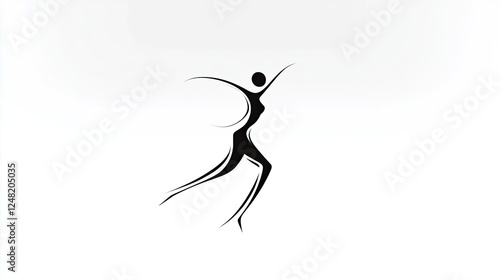 Abstract silhouette of a dancing figure in motion, set against a minimalist background