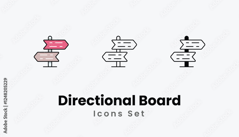 Directional Board Icons thin line and glyph vector icon stock illustration Directional Board Icons thin line and glyph vector icon stock illustration