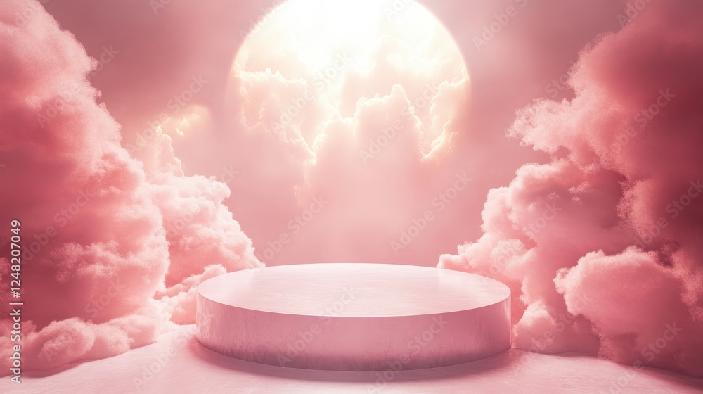 3D white cylindrical podium with cloud on sky,cotton candy and fluffy product display background,exhibition gallery display,Product presentation realistic podium,platform,space for text. 3D white cylindrical podium with cloud on sky,cotton candy and fluffy product display background,exhibition gallery display,Product presentation realistic podium,platform,space for text.