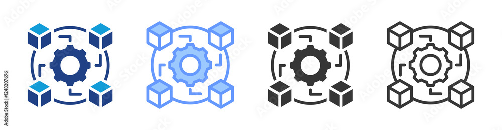 Obraz premium System Interoperability icon set multiple style collection