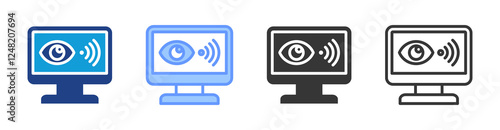 Remote Monitoring icon set multiple style collection