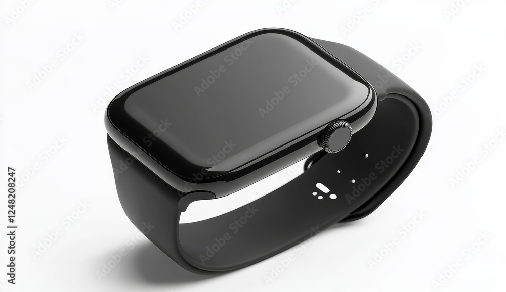 Modern black smartwatch on white background Modern black smartwatch on white background