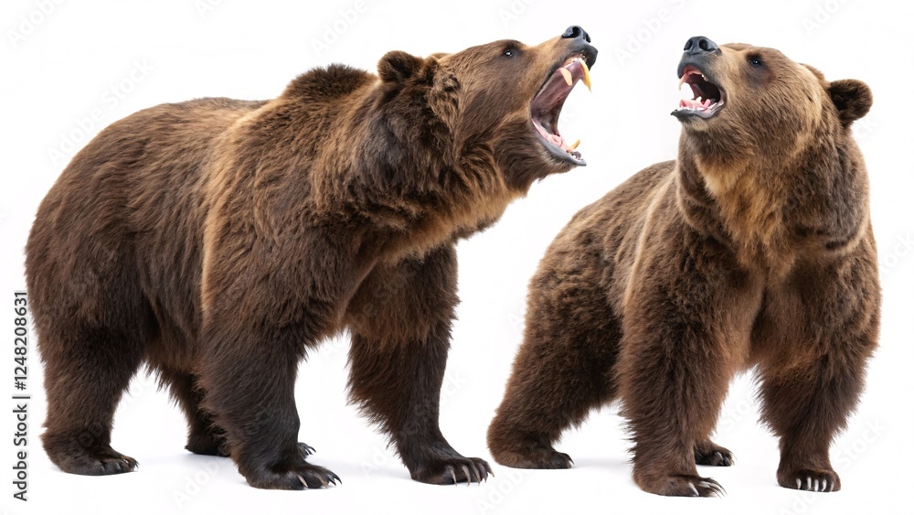 Fototapeta premium Confrontation of the Titans: Two Brown Bears Facing Off