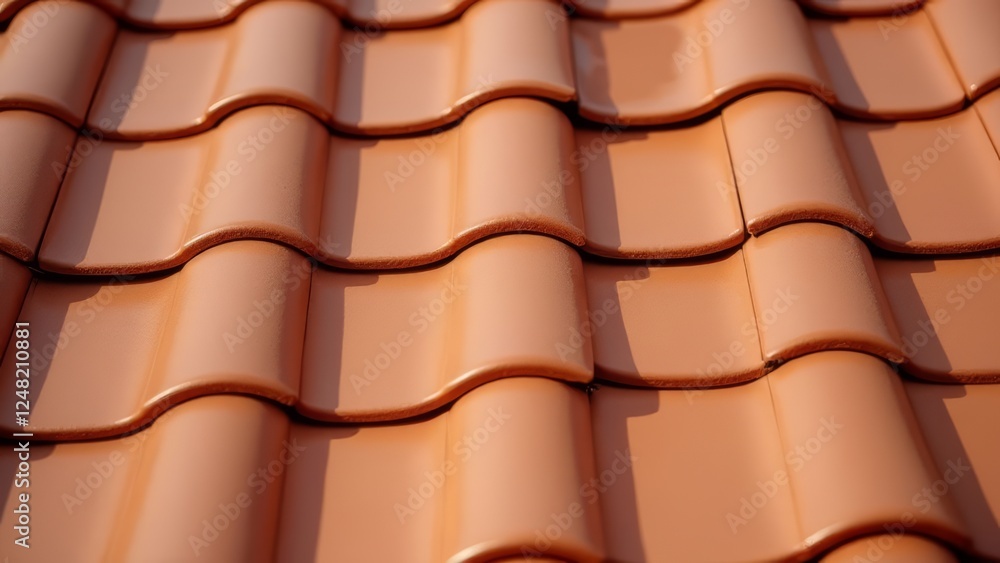 Detail of Terra Cotta Roofing Tiles with Warm Sunlight Highlighting the Texture Detail of Terra Cotta Roofing Tiles with Warm Sunlight Highlighting the Texture