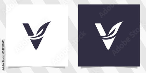 letter v with leaf logo design