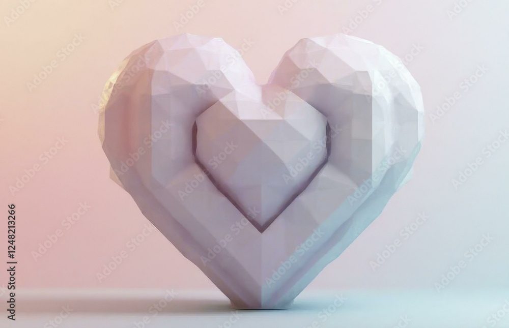 custom made wallpaper toronto digitalGeometric White Polygon Heart on Pastel Gradient Background
