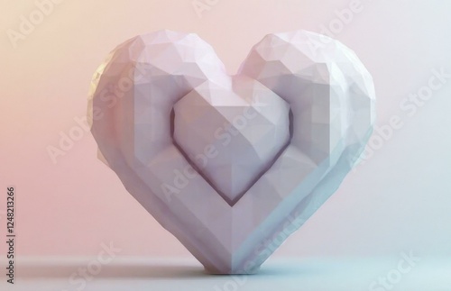 Wallpaper Mural Geometric White Polygon Heart on Pastel Gradient Background Torontodigital.ca