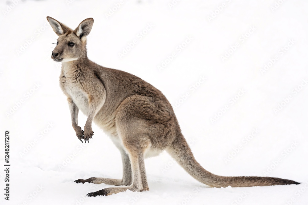 Alert Kangaroo: Standing on a White Background Alert Kangaroo: Standing on a White Background